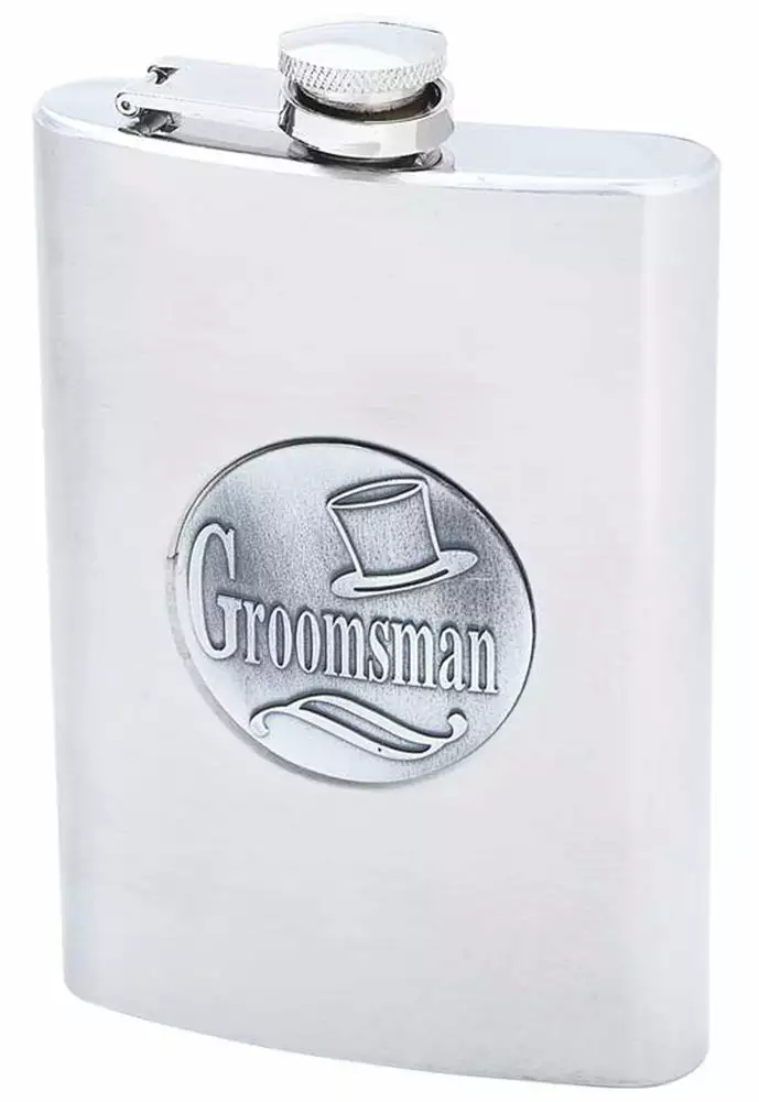 Bewild Groomsman Emblem 8oz Stainless Steel Flask 4 Bewild Groomsman Emblem 8oz Stainless Steel Flask