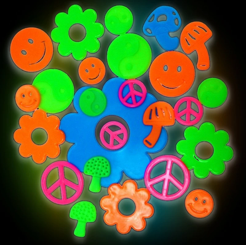 Bewild Groovy Sixties Shape Glow In The Dark Wall Decorations (24 Pack) 3 Bewild Groovy Sixties Shape Glow In The Dark Wall Decorations (24 Pack)