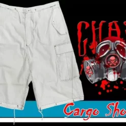 Bewild Ghast Contrast Stitch Cargo Shorts (White/Black) 17 Bewild Ghast Contrast Stitch Cargo Shorts (White/Black)