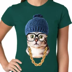 Bewild Hipster Kitten Ladies T-shirt