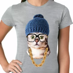 Bewild Hipster Kitten Ladies T-shirt
