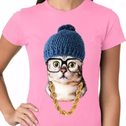 Bewild Hipster Kitten Ladies T-shirt