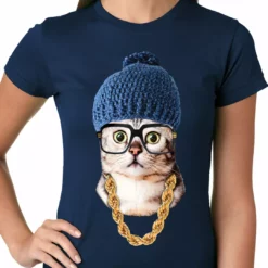 Bewild Hipster Kitten Ladies T-shirt