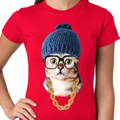 Bewild Hipster Kitten Ladies T-shirt