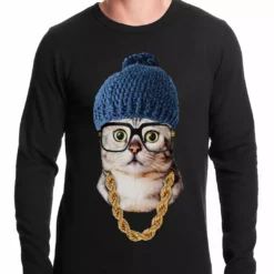 Bewild Hipster Kitten Thermal Shirt Cool Funny & Offensive