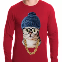 Bewild Hipster Kitten Thermal Shirt Cool Funny & Offensive