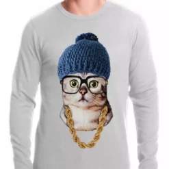 Bewild Hipster Kitten Thermal Shirt Cool Funny & Offensive