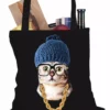 Bewild Hipster Kitten Tote Bag Cool Funny & Offensive 2 Bewild Hipster Kitten Tote Bag Cool Funny & Offensive