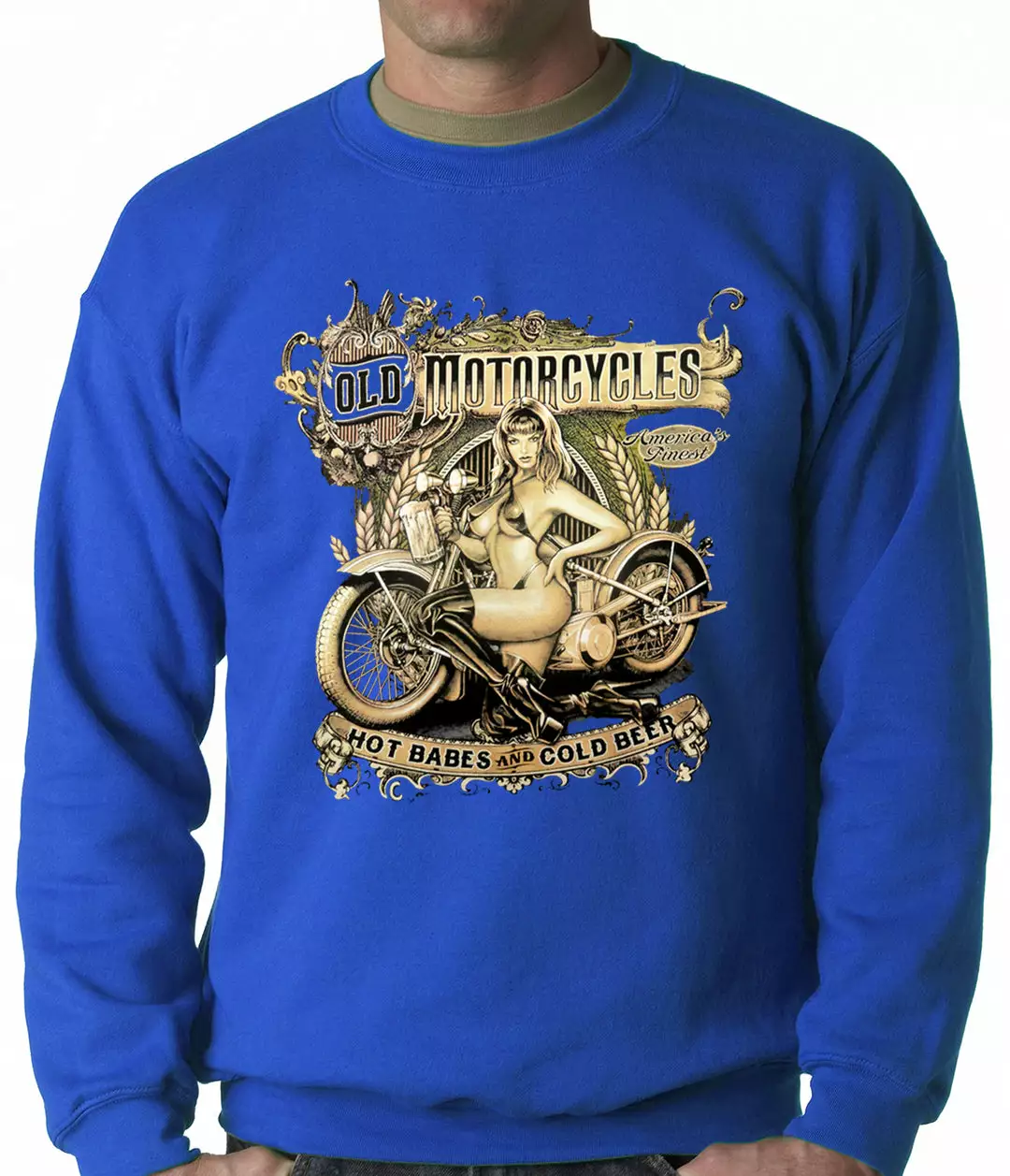 Bewild Hot Babes And Cold Beer Biker Adult Crewneck 10 Bewild Hot Babes And Cold Beer Biker Adult Crewneck