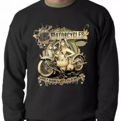 Bewild Hot Babes And Cold Beer Biker Adult Crewneck