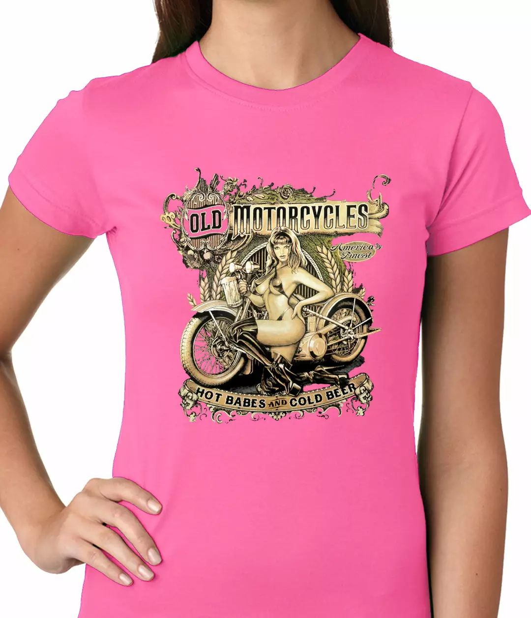 Bewild Biker Style Hot Babes And Cold Beer Biker Ladies T-shirt 6 Bewild Biker Style Hot Babes And Cold Beer Biker Ladies T-shirt