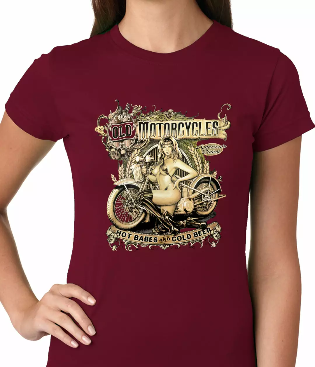 Bewild Biker Style Hot Babes And Cold Beer Biker Ladies T-shirt 8 Bewild Biker Style Hot Babes And Cold Beer Biker Ladies T-shirt