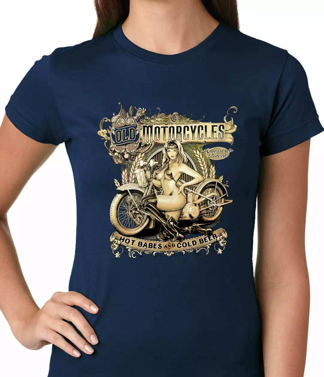 Bewild Biker Style Hot Babes And Cold Beer Biker Ladies T-shirt 9 Bewild Biker Style Hot Babes And Cold Beer Biker Ladies T-shirt