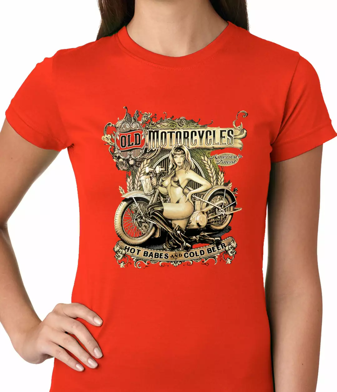 Bewild Biker Style Hot Babes And Cold Beer Biker Ladies T-shirt 10 Bewild Biker Style Hot Babes And Cold Beer Biker Ladies T-shirt