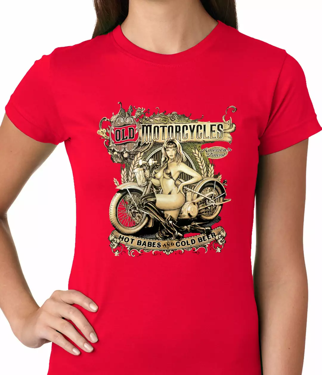 Bewild Biker Style Hot Babes And Cold Beer Biker Ladies T-shirt 11 Bewild Biker Style Hot Babes And Cold Beer Biker Ladies T-shirt