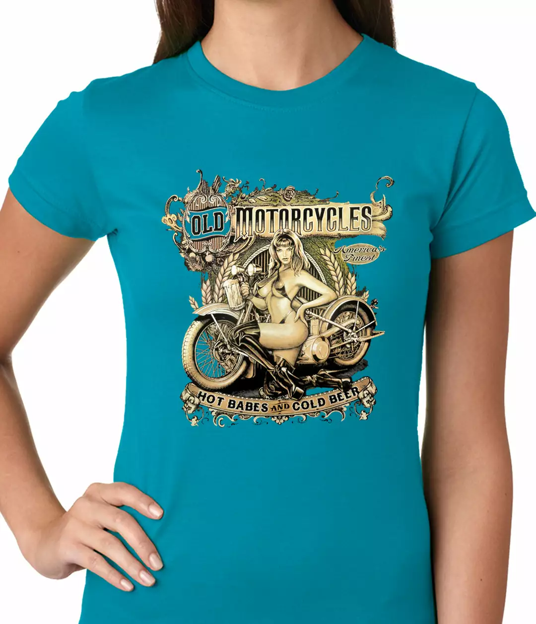 Bewild Biker Style Hot Babes And Cold Beer Biker Ladies T-shirt 12 Bewild Biker Style Hot Babes And Cold Beer Biker Ladies T-shirt