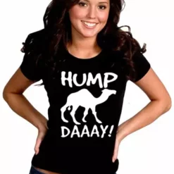 Bewild Cool Funny & Offensive Hump Day Camel Girl's T- Shirt (Black)