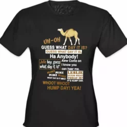 Bewild Cool Funny & Offensive Hump Day Camel Girl's T-Shirt (Brown & White Print)