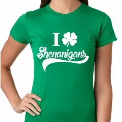 Bewild I Clover Shenanigans Funny St Patricks Day Girls T-shirt St.Patricks Day