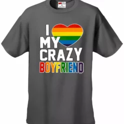Bewild I Heart My Crazy Boyfriend Rainbow Pride Men's T-Shirt Say It Loud
