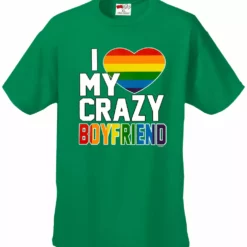 Bewild I Heart My Crazy Boyfriend Rainbow Pride Men's T-Shirt Say It Loud
