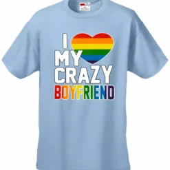 Bewild I Heart My Crazy Boyfriend Rainbow Pride Men's T-Shirt Say It Loud