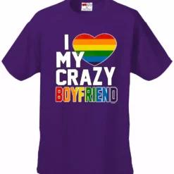Bewild I Heart My Crazy Boyfriend Rainbow Pride Men's T-Shirt Say It Loud