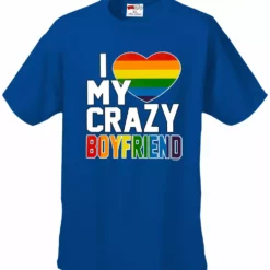 Bewild I Heart My Crazy Boyfriend Rainbow Pride Men's T-Shirt Say It Loud