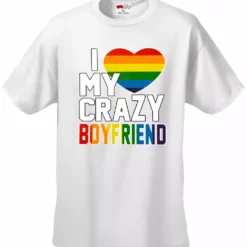 Bewild I Heart My Crazy Boyfriend Rainbow Pride Men's T-Shirt Say It Loud