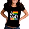 Bewild Positive Reinforcement I Heart My Crazy Girlfriend Rainbow Pride Girl's T-Shirt