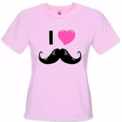 Bewild I Love Mustache Girl's T-Shirt Cool Funny & Offensive