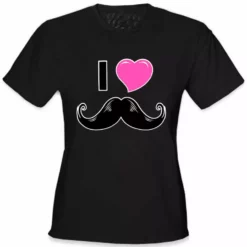 Bewild I Love Mustache Girl's T-Shirt Cool Funny & Offensive