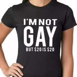 Bewild I'm Not Gay But 20 Dollars Is 20 Dollars Ladies T-shirt Cool Funny & Offensive