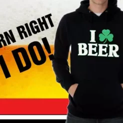 Bewild Unisex Sweatshirts & Long Sleeve I Love Beer Shamrock Hoodie