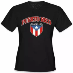 Bewild Nationality & Ethnic International Soccer Shirts - Puerto Rico Crest T-Shirt (Girls)