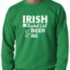 Bewild St.Patricks Day Irish Bucket List - Beer & Ice - St. Patricks Crewneck