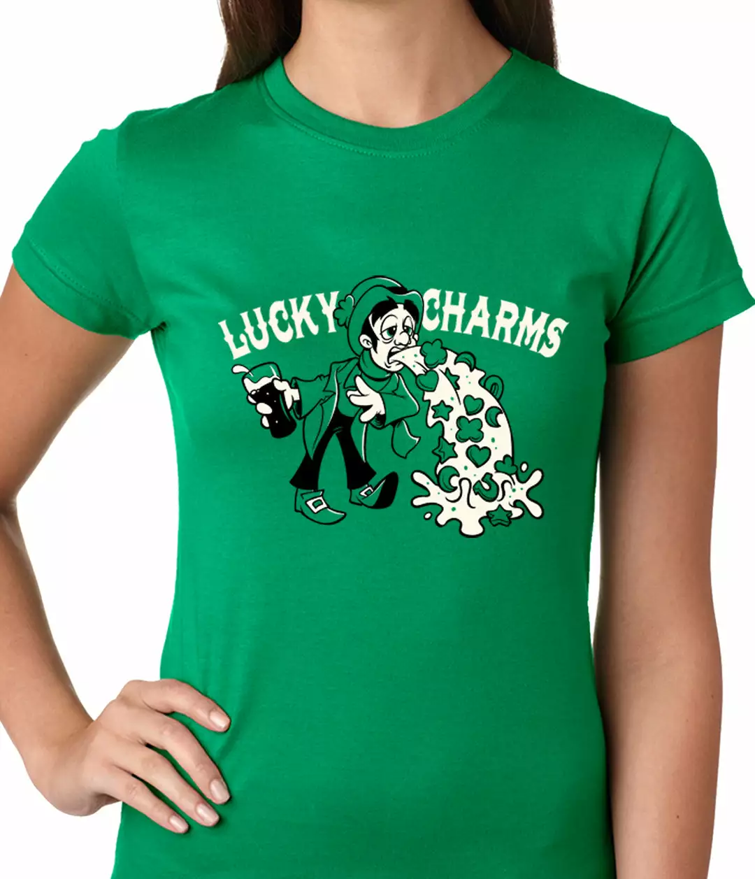 Bewild Irish Lucky Charms Funny Drinking Ladies T-shirt 3 Bewild Irish Lucky Charms Funny Drinking Ladies T-shirt