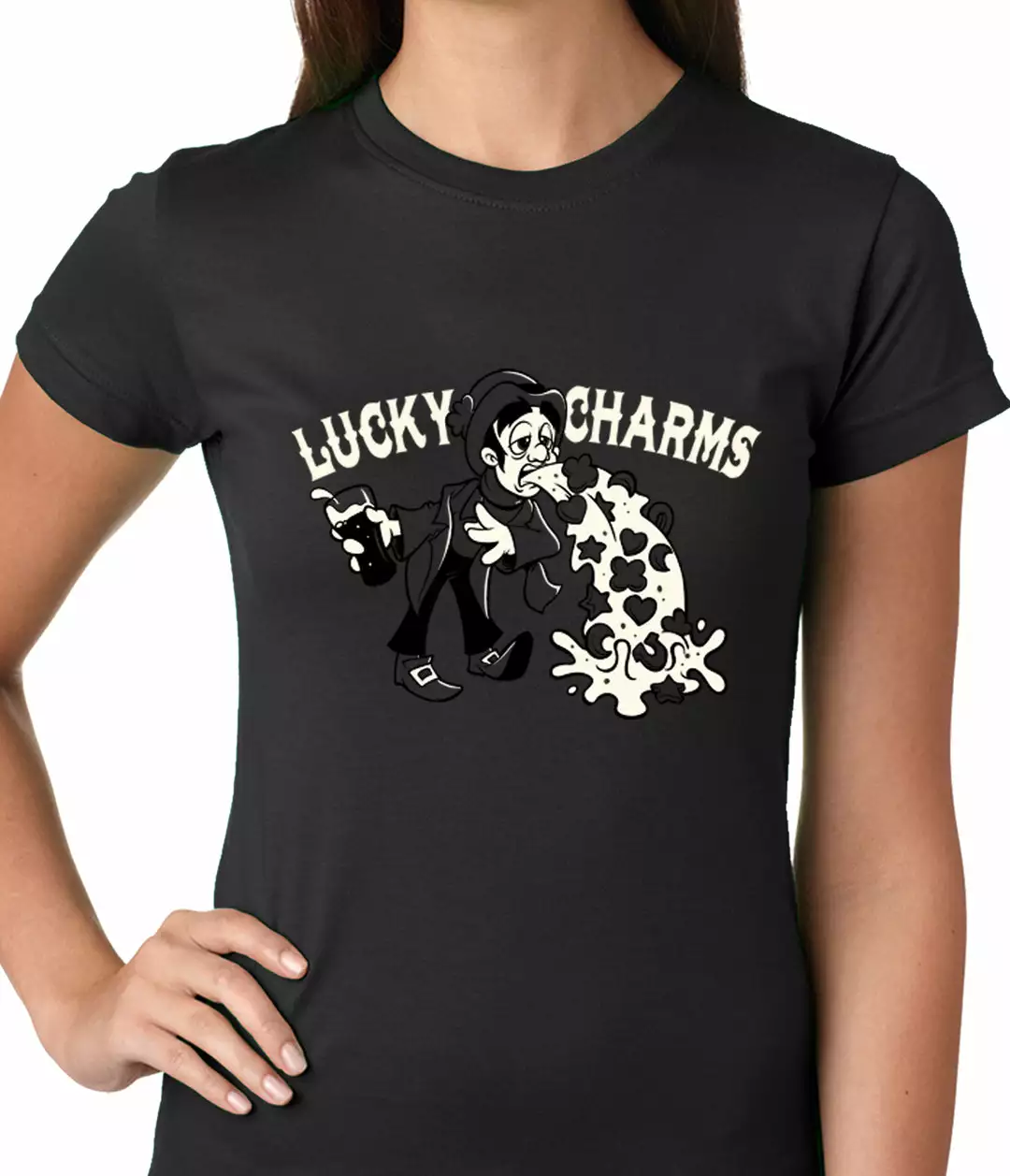 Bewild Irish Lucky Charms Funny Drinking Ladies T-shirt 4 Bewild Irish Lucky Charms Funny Drinking Ladies T-shirt