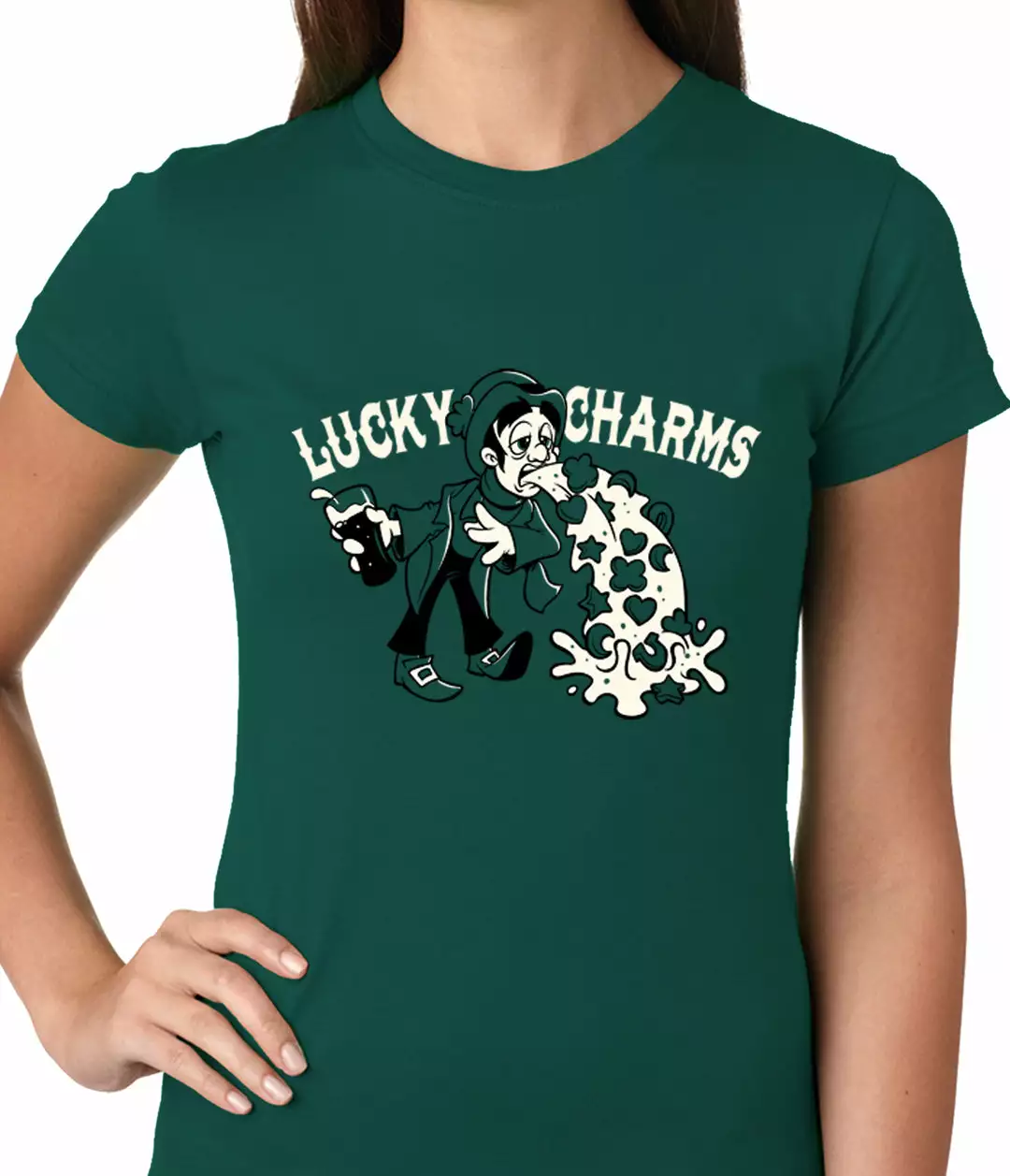 Bewild Irish Lucky Charms Funny Drinking Ladies T-shirt 6 Bewild Irish Lucky Charms Funny Drinking Ladies T-shirt
