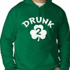 Bewild St.Patricks Day Irish Shamrock Drunk Adult Hoodie (Kelly Green)