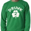 Bewild St.Patricks Day Irish Shamrock Drunk Crewneck Sweatshirt (Kelly Green)