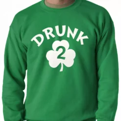 Bewild St.Patricks Day Irish Shamrock Drunk Crewneck Sweatshirt (Kelly Green)