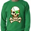 Bewild St.Patricks Day Irish Shamrock Skull And Crossbones Crewneck