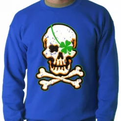 Bewild St.Patricks Day Irish Shamrock Skull And Crossbones Crewneck