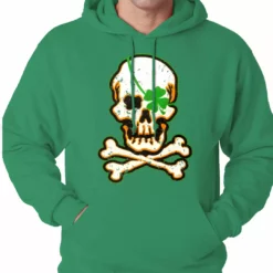 Bewild St.Patricks Day Irish Shamrock Skull And Crossbones Hoodie