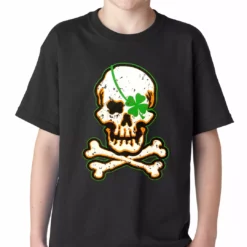 Bewild Irish Shamrock Skull And Crossbones Kids T-shirt