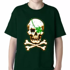 Bewild Irish Shamrock Skull And Crossbones Kids T-shirt