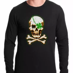 Bewild St.Patricks Day Irish Shamrock Skull And Crossbones Thermal Shirt