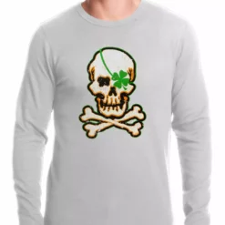 Bewild St.Patricks Day Irish Shamrock Skull And Crossbones Thermal Shirt