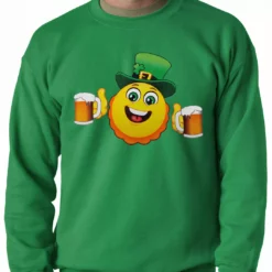 Bewild St.Patricks Day Irish St. Patrick's Day Drinking Leprechaun Emoji Adult Crewneck
